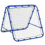 Futbalový odrazový loptičku Spätný ráz Gól Odskok sieť na stenu Obojstranný odskok nastaviteľný v 5 úrovniach Oceľová modrá 100 x 95 x 90 cm