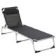 Lehátko záhradné lehátko hliníková tkanina lehátko relaxačné lehátko 5-smerne nastaviteľné skladacie ergonomická sieťka čierna 170 x 60 x 76 cm