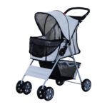 Kočík pre psov psí buggy v striebornej farbe