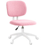Kancelárske kreslo Ergonomické kreslo k písaciemu stolu Výškovo nastaviteľné počítačové kreslo bez lakťovej opierky Otočné kreslo Velvet Pink