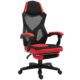 Herná stolička k písaciemu stolu ergonomická kancelárska stolička s výškovo nastaviteľnou opierkou nôh polyester čierna + červená 58 x 72 x 112-122 cm