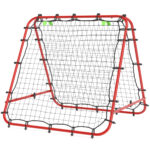 HOMCOM Fußball Rebounder Kickback Tor Rückprallwand Netz beidseitiger Rückprall Verstellbar in 5 Stufen für Fußball Training Stahl Rot 100 x 95 x 90 cm | Aosom
