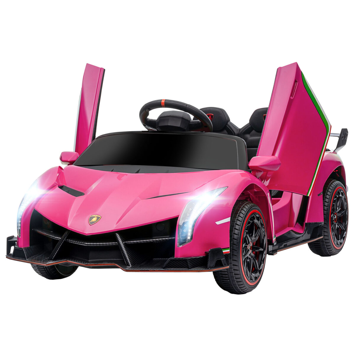 HOMCOM Lamborghini Kinderauto pink mit abnehmbaren Akku