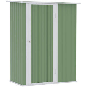 Outsunny Gerätehaus Gartenhaus Geräteschuppen mit Tür Outdoor Stahl Grün 142 x 84 x 189 cm | Aosom